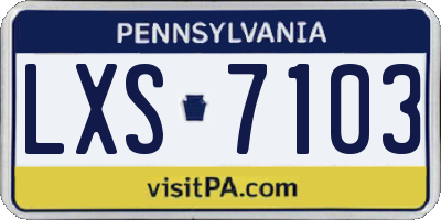 PA license plate LXS7103