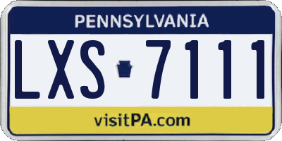 PA license plate LXS7111