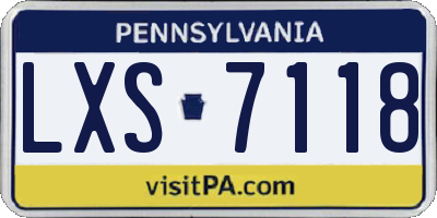PA license plate LXS7118