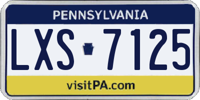 PA license plate LXS7125