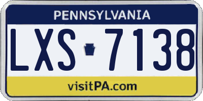 PA license plate LXS7138