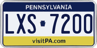 PA license plate LXS7200