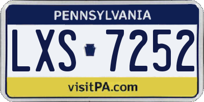 PA license plate LXS7252