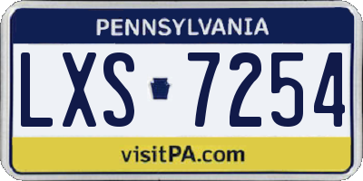 PA license plate LXS7254