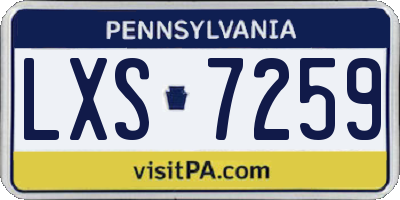 PA license plate LXS7259