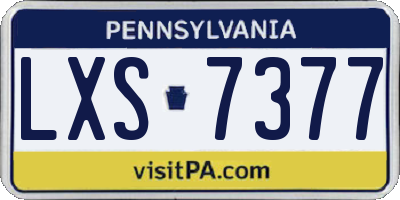 PA license plate LXS7377
