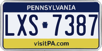 PA license plate LXS7387