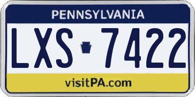 PA license plate LXS7422