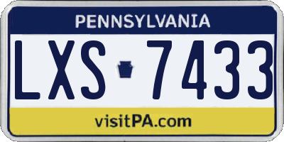 PA license plate LXS7433
