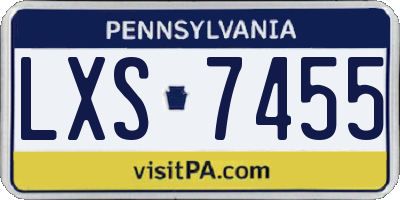 PA license plate LXS7455
