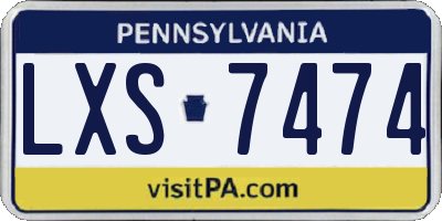 PA license plate LXS7474