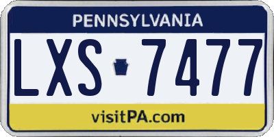 PA license plate LXS7477