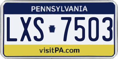 PA license plate LXS7503