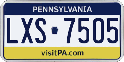 PA license plate LXS7505