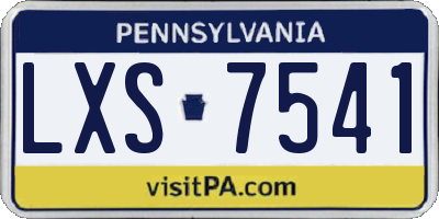 PA license plate LXS7541