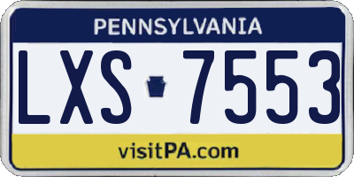 PA license plate LXS7553