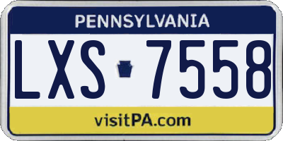 PA license plate LXS7558