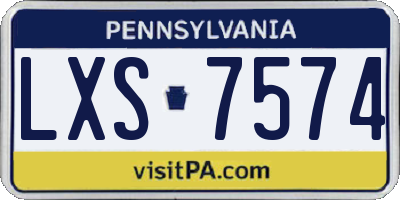 PA license plate LXS7574