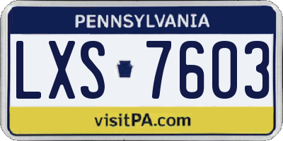 PA license plate LXS7603