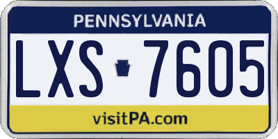 PA license plate LXS7605