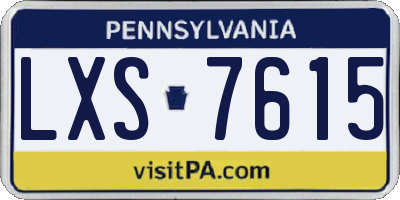 PA license plate LXS7615