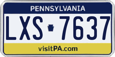 PA license plate LXS7637