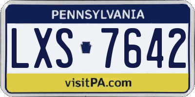 PA license plate LXS7642