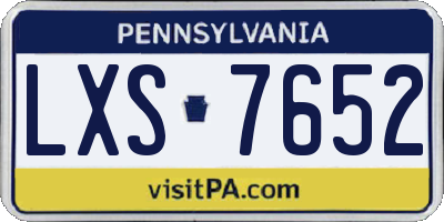 PA license plate LXS7652