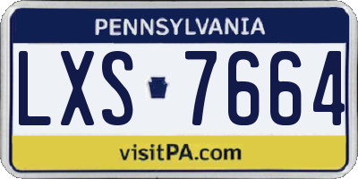 PA license plate LXS7664
