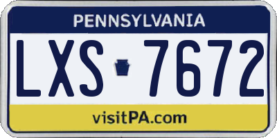 PA license plate LXS7672