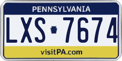 PA license plate LXS7674