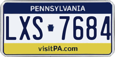 PA license plate LXS7684