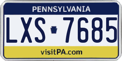 PA license plate LXS7685