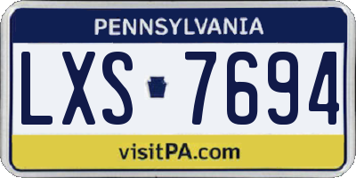 PA license plate LXS7694