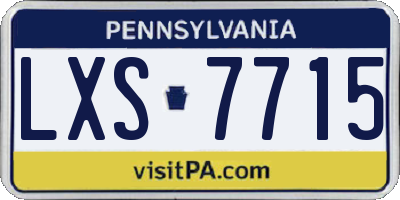 PA license plate LXS7715