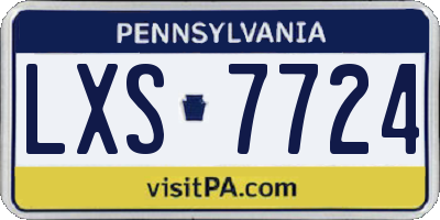 PA license plate LXS7724