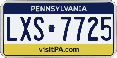 PA license plate LXS7725