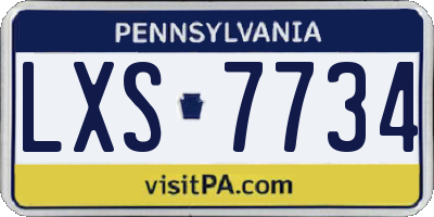 PA license plate LXS7734