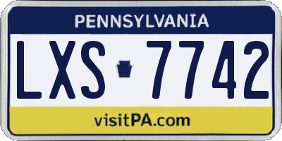 PA license plate LXS7742