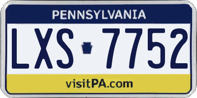 PA license plate LXS7752