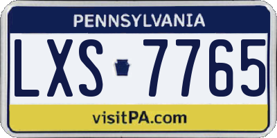 PA license plate LXS7765