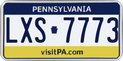 PA license plate LXS7773