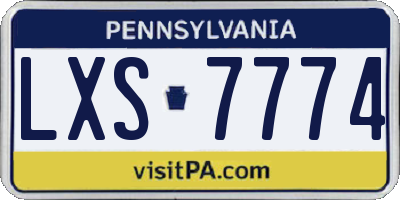 PA license plate LXS7774