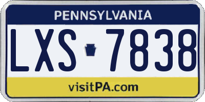 PA license plate LXS7838