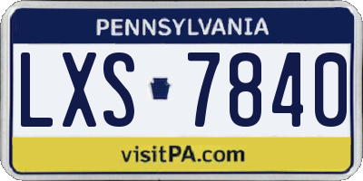 PA license plate LXS7840