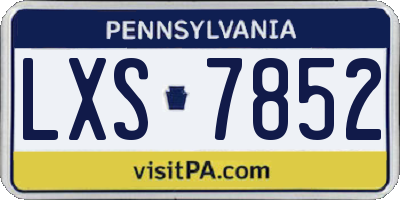PA license plate LXS7852