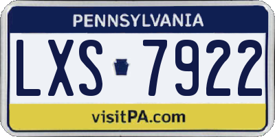 PA license plate LXS7922