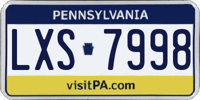PA license plate LXS7998