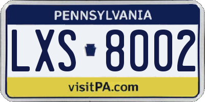 PA license plate LXS8002