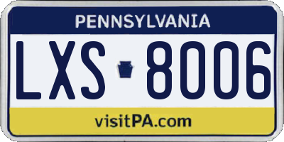 PA license plate LXS8006